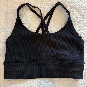 Lululemon Athletica Black Energy Bra Longline *Ribbed size 8